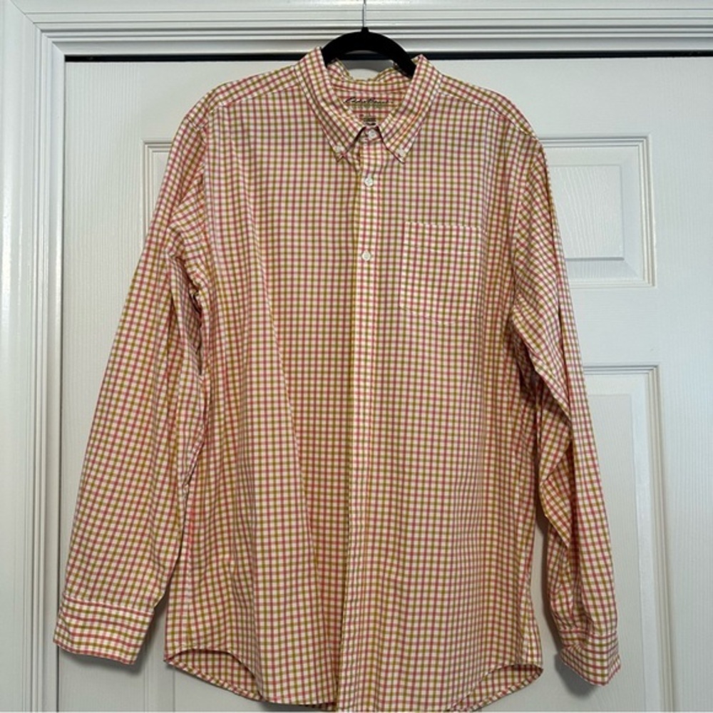 Eddie‎ Bauer Legend Wash Classic Fit Plaid Oxford Button Down Shirt Sz Large EUC